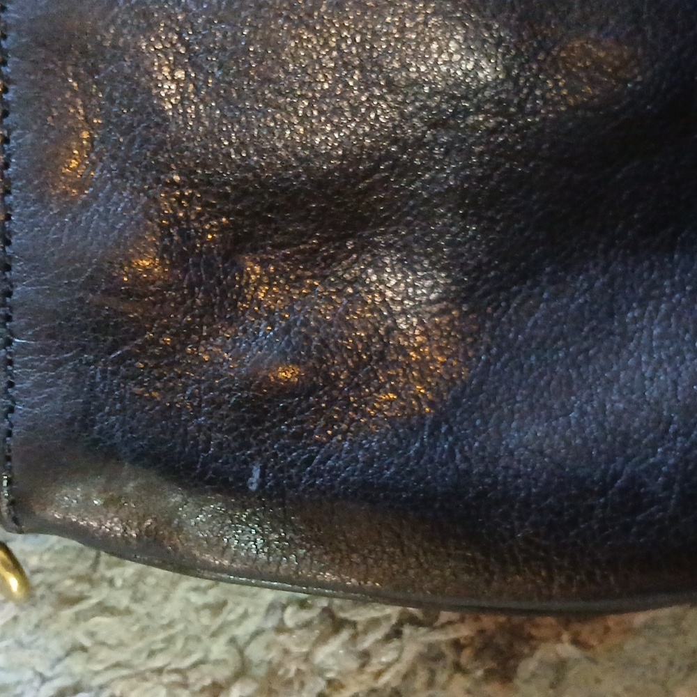 Coach Black Leather Shoulder Bag with Gold Accents - Picture 4 of 5
